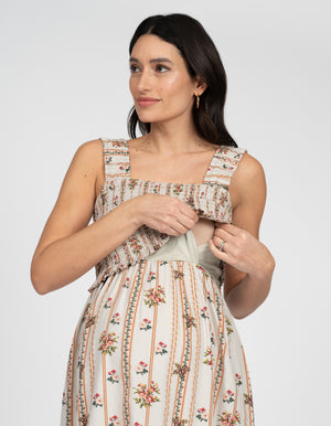 Cotton Strappy Midi Maternity-To-Nursing  Dress