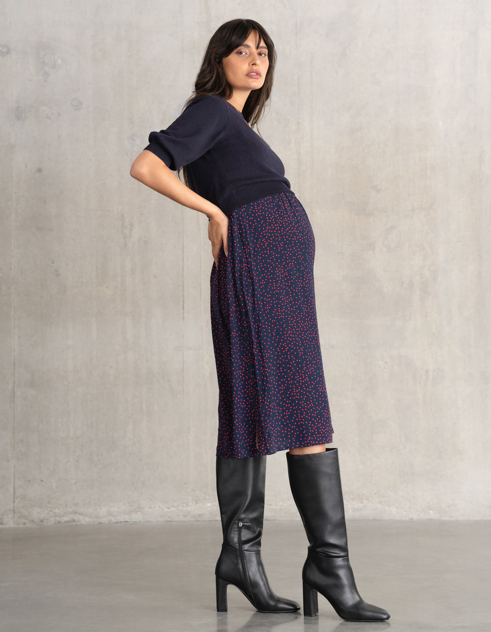 Knit Maternity + Nursing Top with Woven Skirt