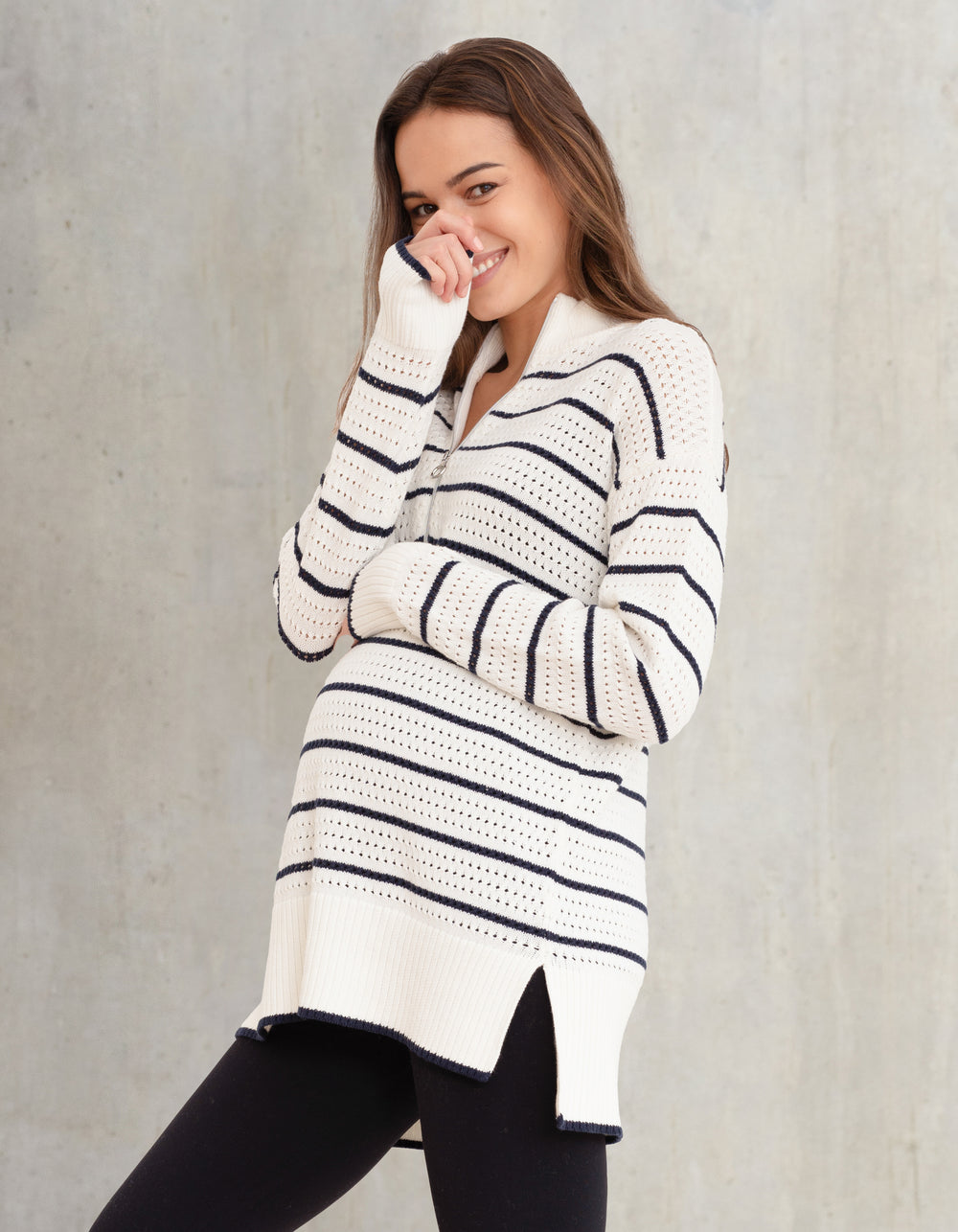 Textured Stripe Cotton Maternity + Nursing Jumper