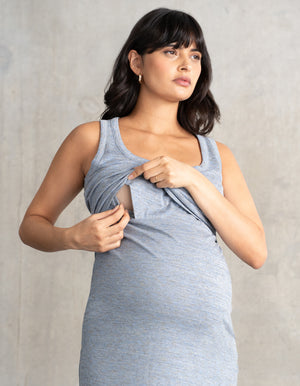 Robe longue style moulant en jersey à encolure dégagée grossesse et allaitement