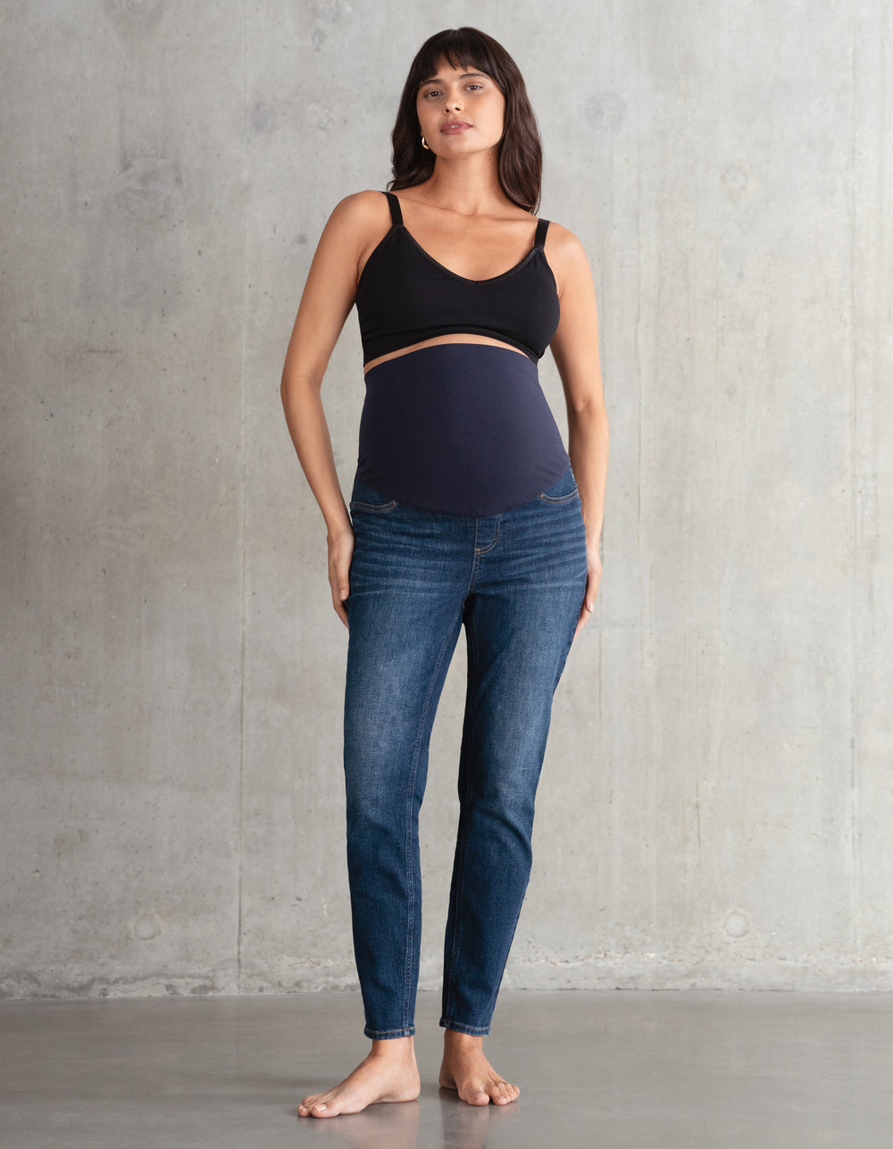 Jean de maternité skinny en coton bio indigo