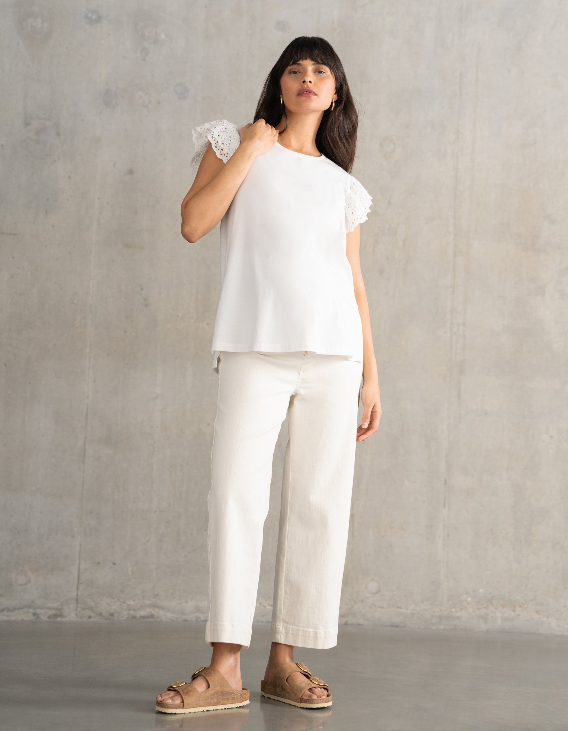 Organic Cropped Straight Wide-Leg Maternity Jeans