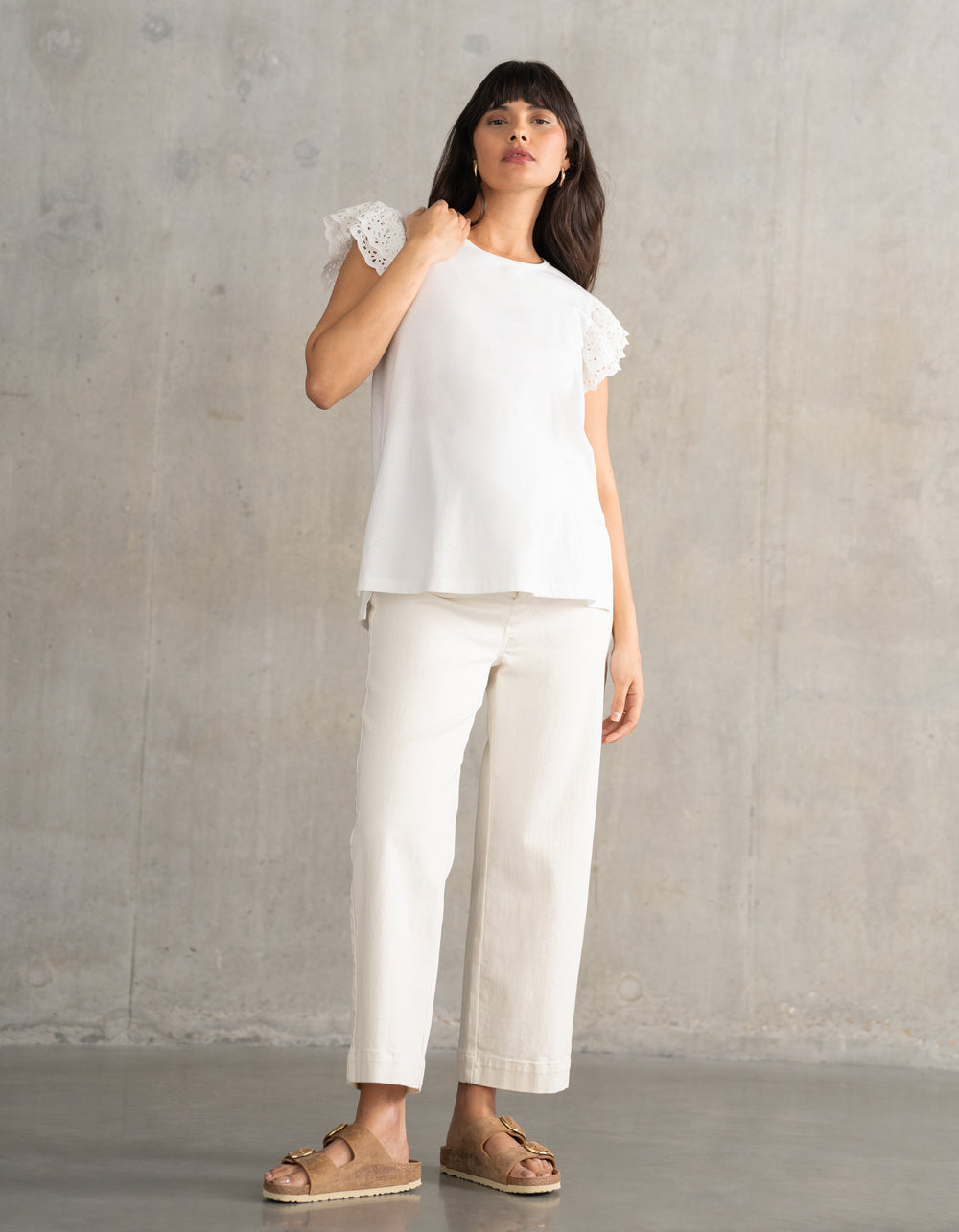 Jean grossesse droit court jambes larges