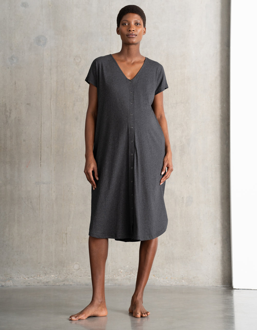 Chemise de nuit d'hôpital midi en coton biologique  – Gris