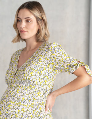 Bow Sleeve Maternity Midi Dress