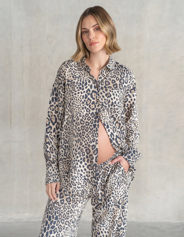 Linen Button-Down Maternity-to-Nursing Shirt