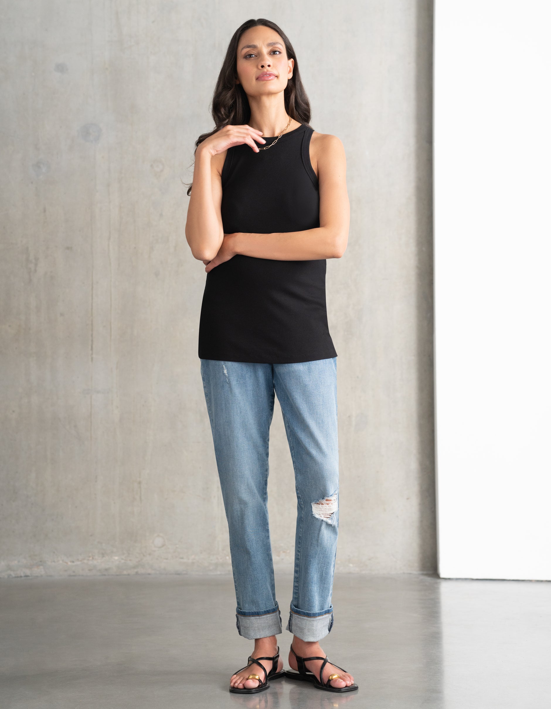 Mutterschafts-Jeans Bio Ripped Boyfriend