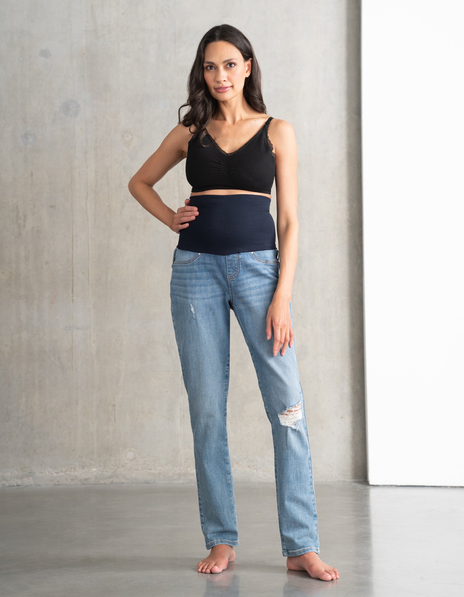 Mutterschafts-Jeans Bio Ripped Boyfriend