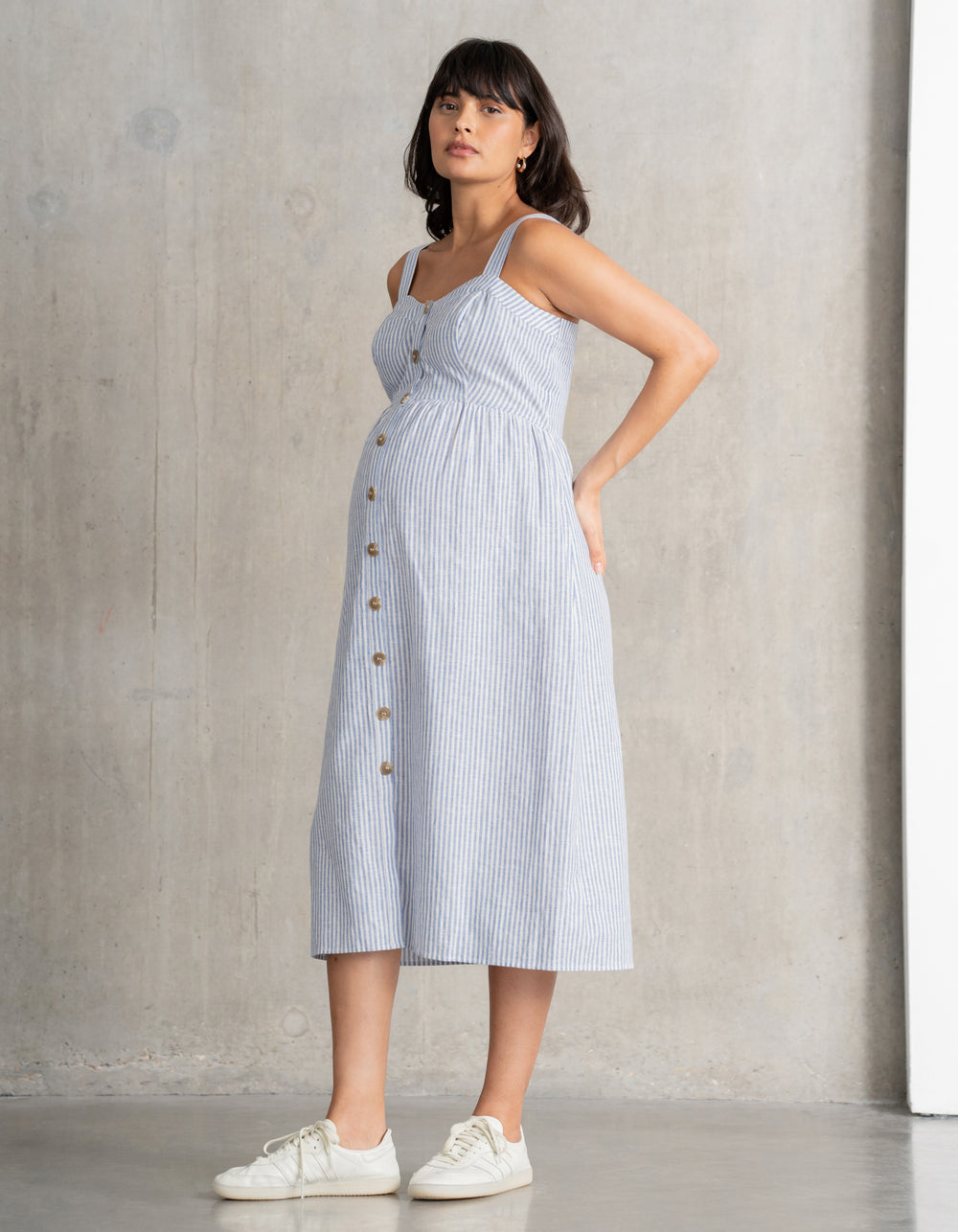 Midi Umstands- & Stillkleid aus Leinen & Baumwolle | Seraphine