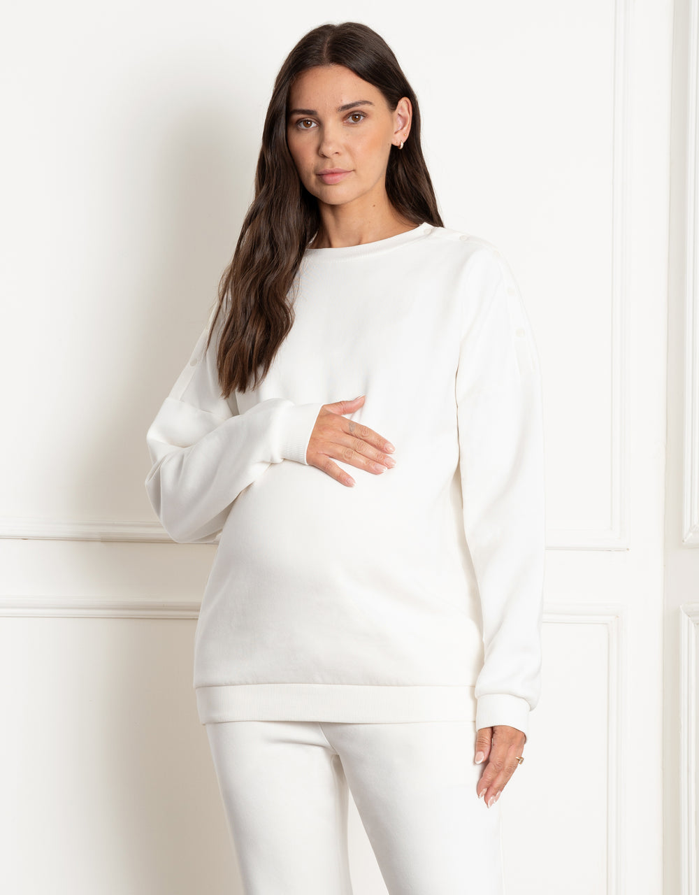 Oversized Maternity Jumper with Nursing Poppers