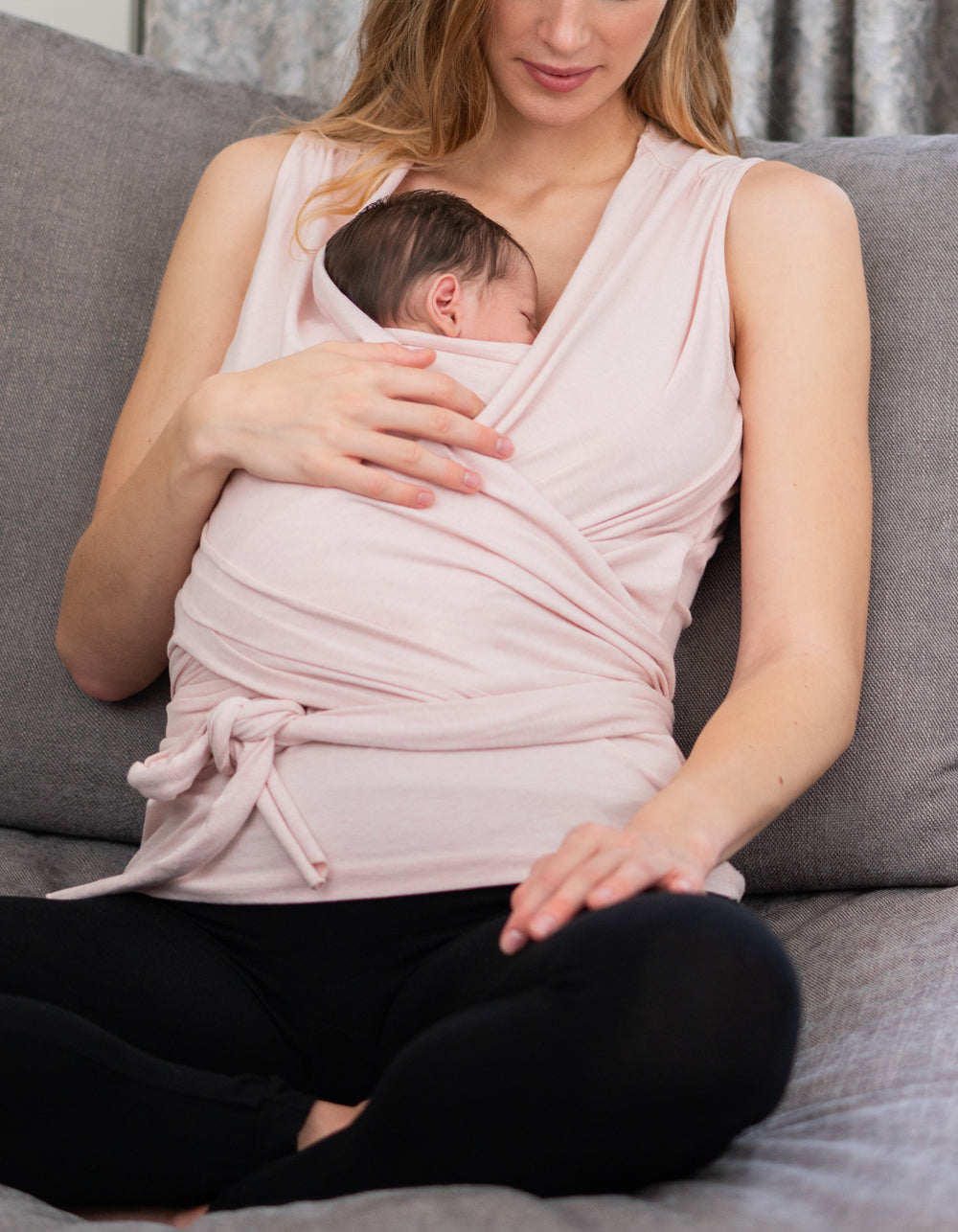 Haut contact peau à peau en coton sans manches - Rose poudré
