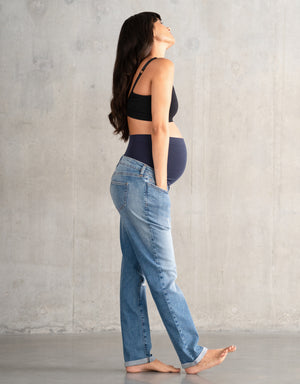 Organic Ripped Boyfriend Maternity Jeans