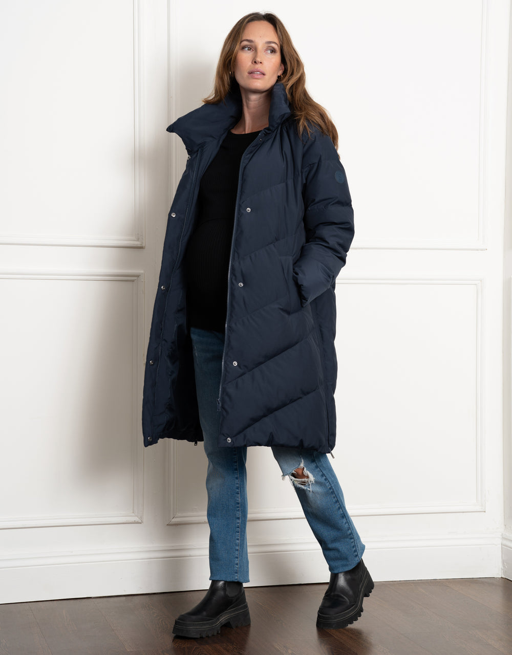 Manteau de grossesse rembourré en chevron