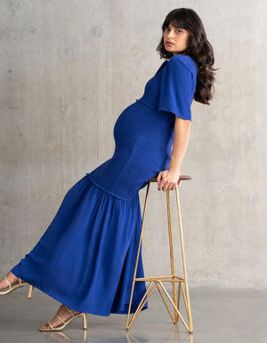 Shirred Maternity + Nursing Maxi Dress