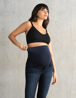 Indigoblaue Skinny Mutterschafts-Jeans mit Over-Bump-Bund | Seraphine