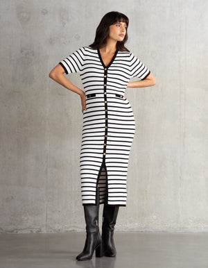 Super-Soft Stripe Rib Knit Maternity & Nursing Dress