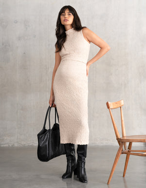 Smocked Bodycon Maternity + Nursing Midi Dress