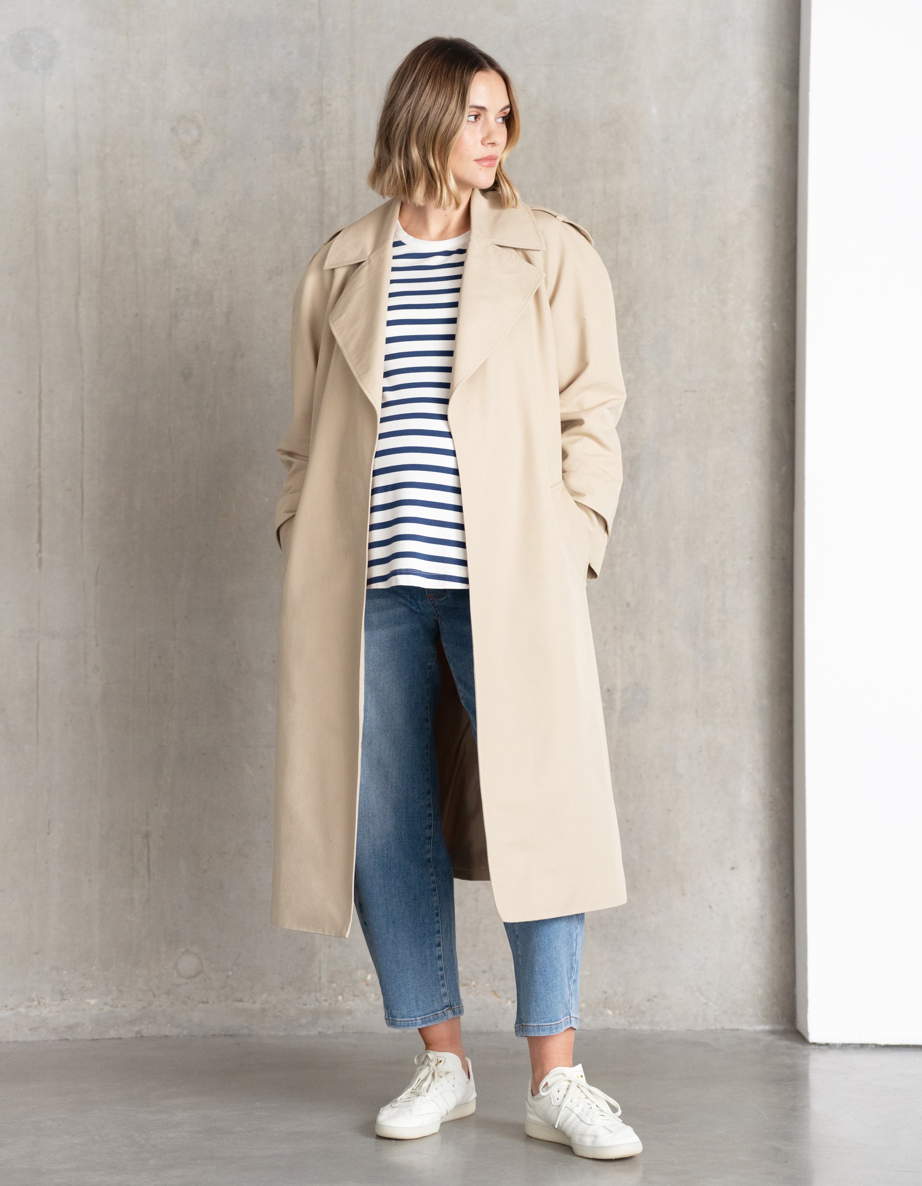 Belted Maternity Trench Coat