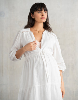 Trim Detail Tiered Maternity + Nursing Dress