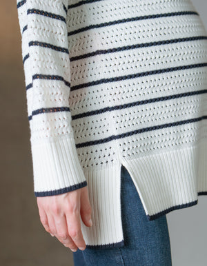 Textured Stripe Cotton Maternity + Nursing Jumper