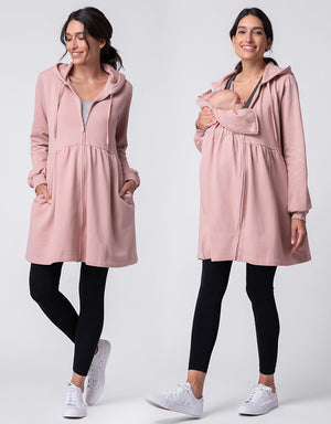 Robe à capuche 3 en 1 de grossesse et portage - Rose foncé