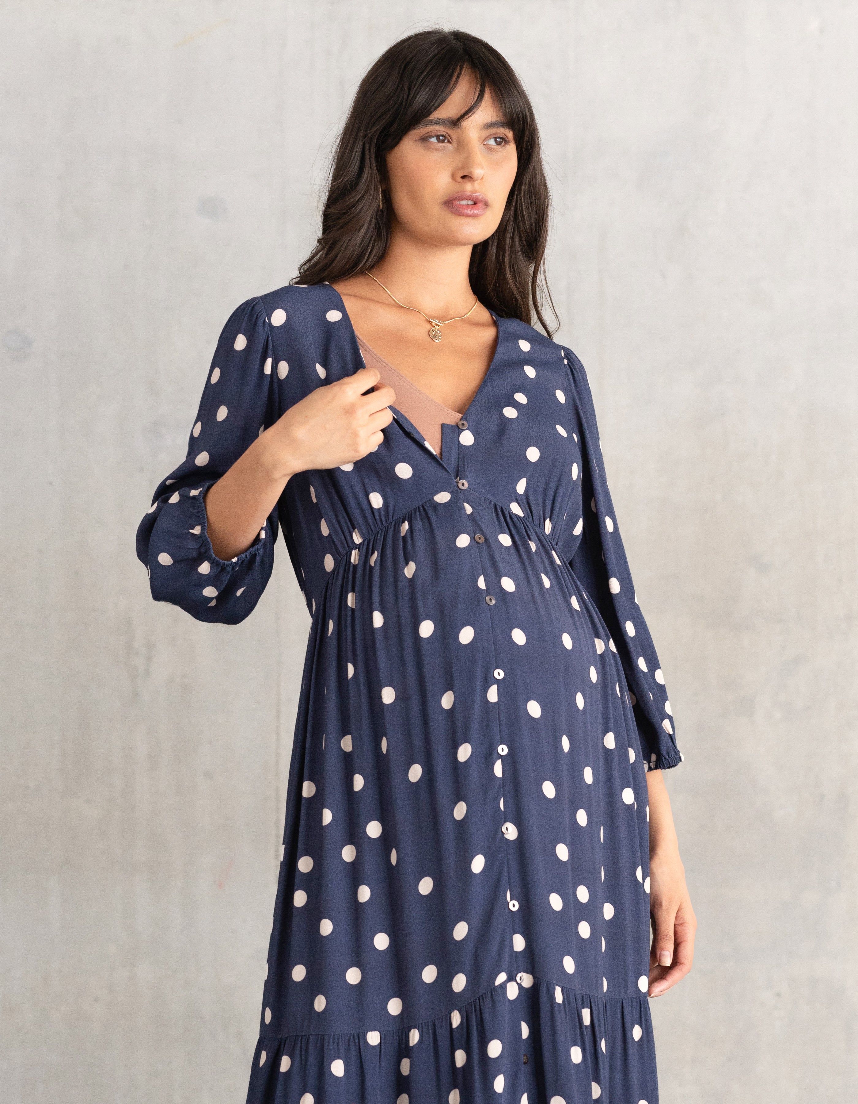 Polka Dot Tiered A-Line Maternity & Nursing Dress | Seraphine