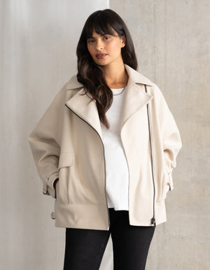 Oversized Maternity Biker Jacket