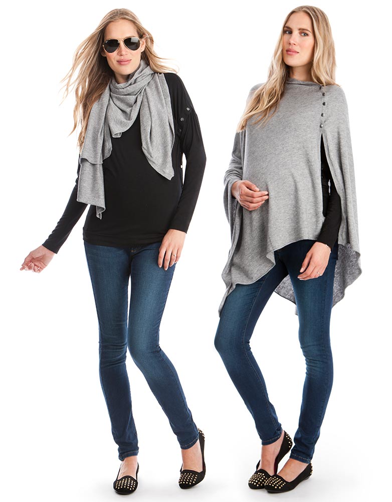 Châle d'allaitement en bambou et mélange de coton – Gris