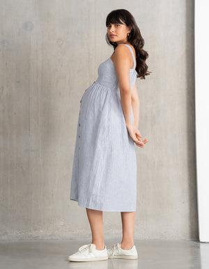 Linen-Cotton Midi Maternity + Nursing Dress