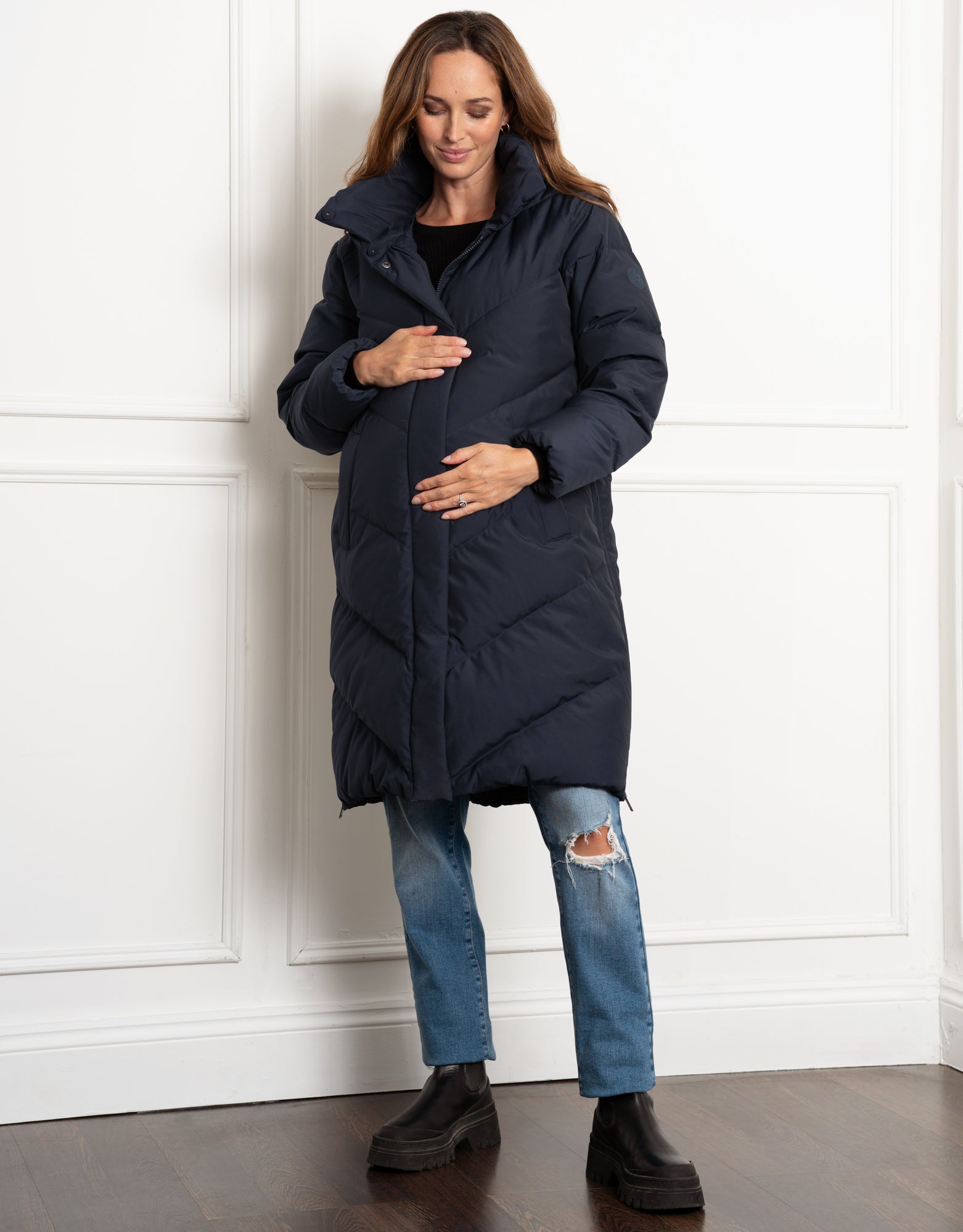 Manteau de grossesse rembourré en chevron