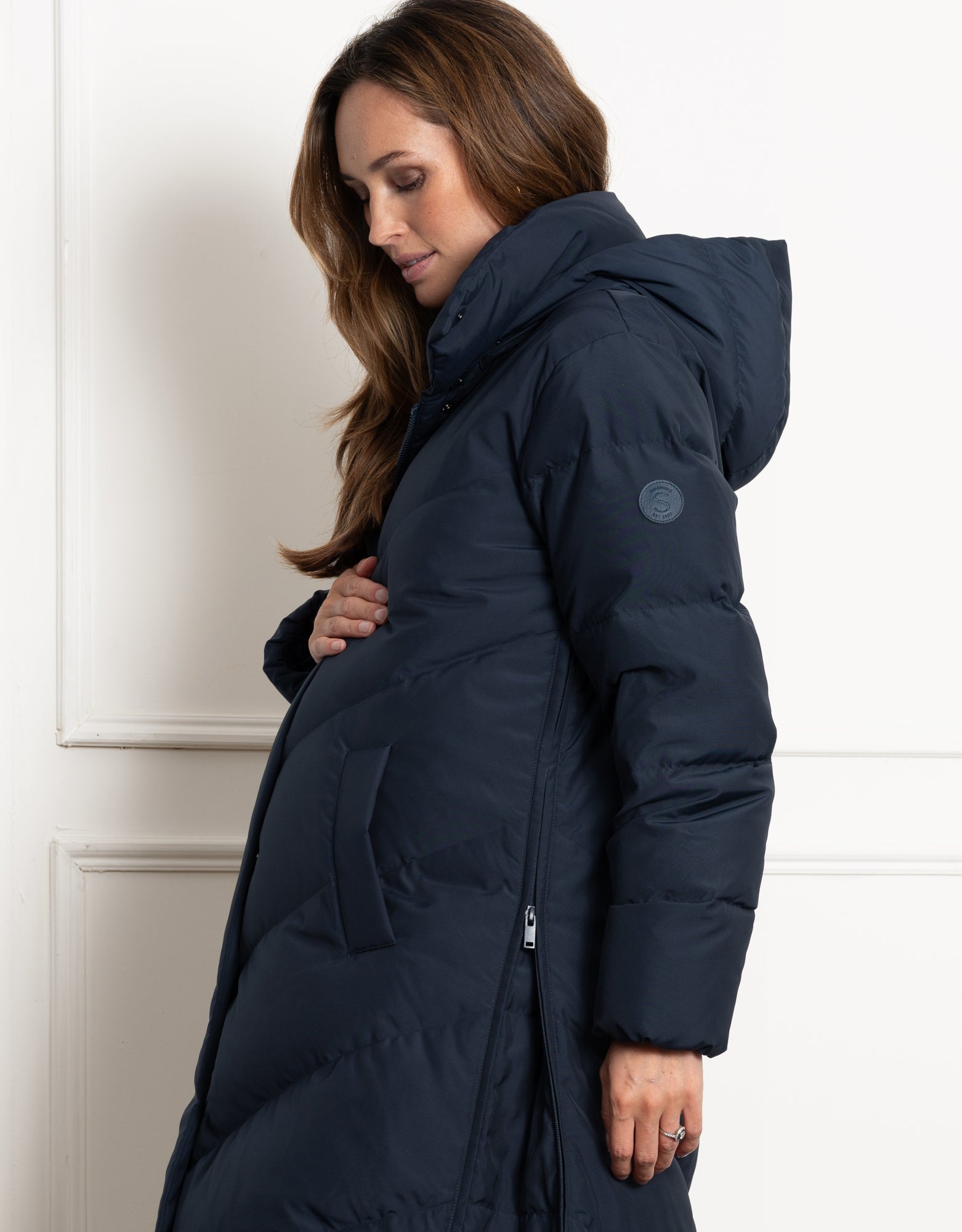 Manteau de grossesse rembourré en chevron