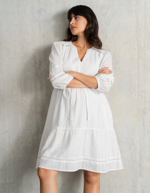 Trim Detail Tiered Maternity + Nursing Dress