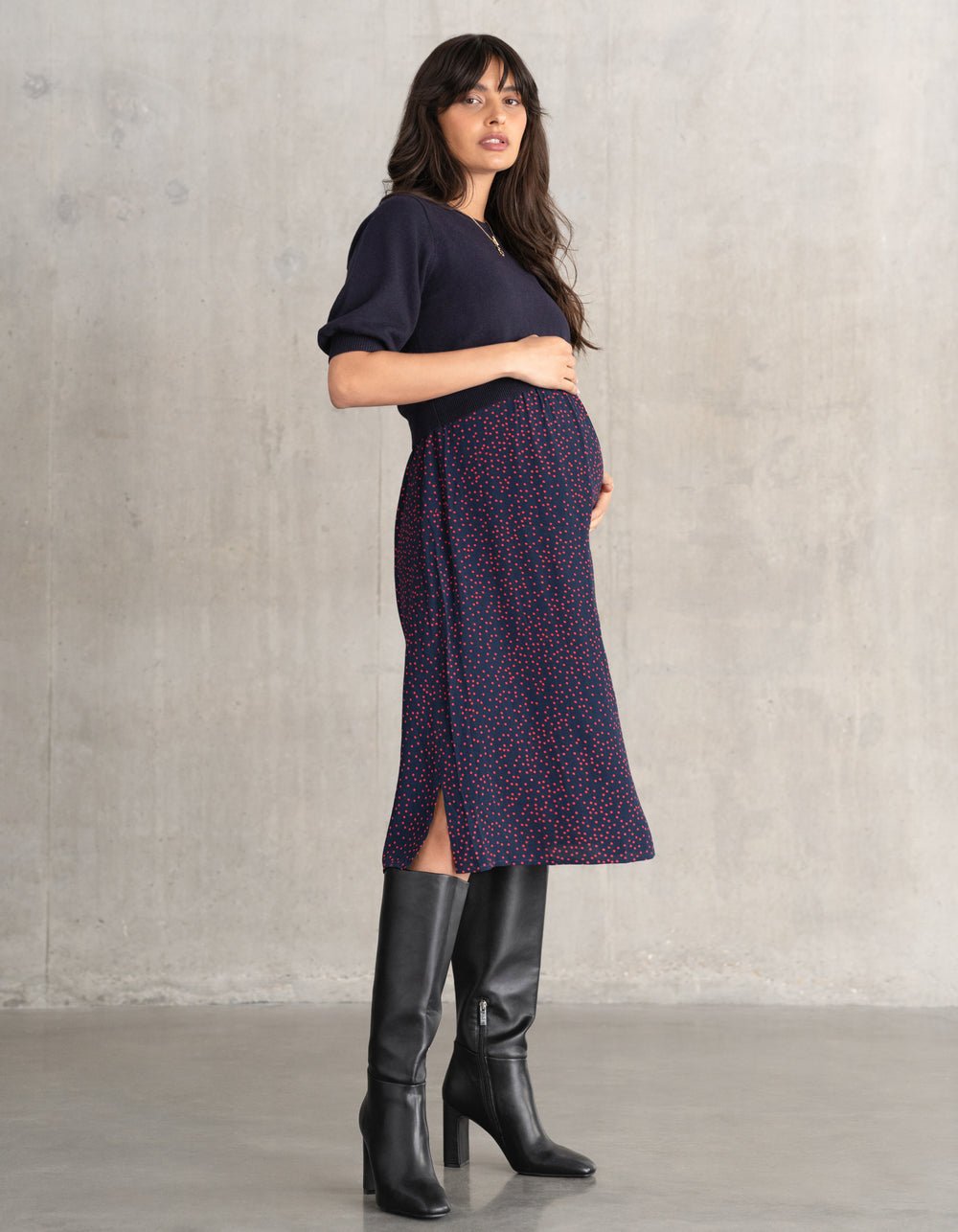 Knit Maternity + Nursing Top with Woven Skirt