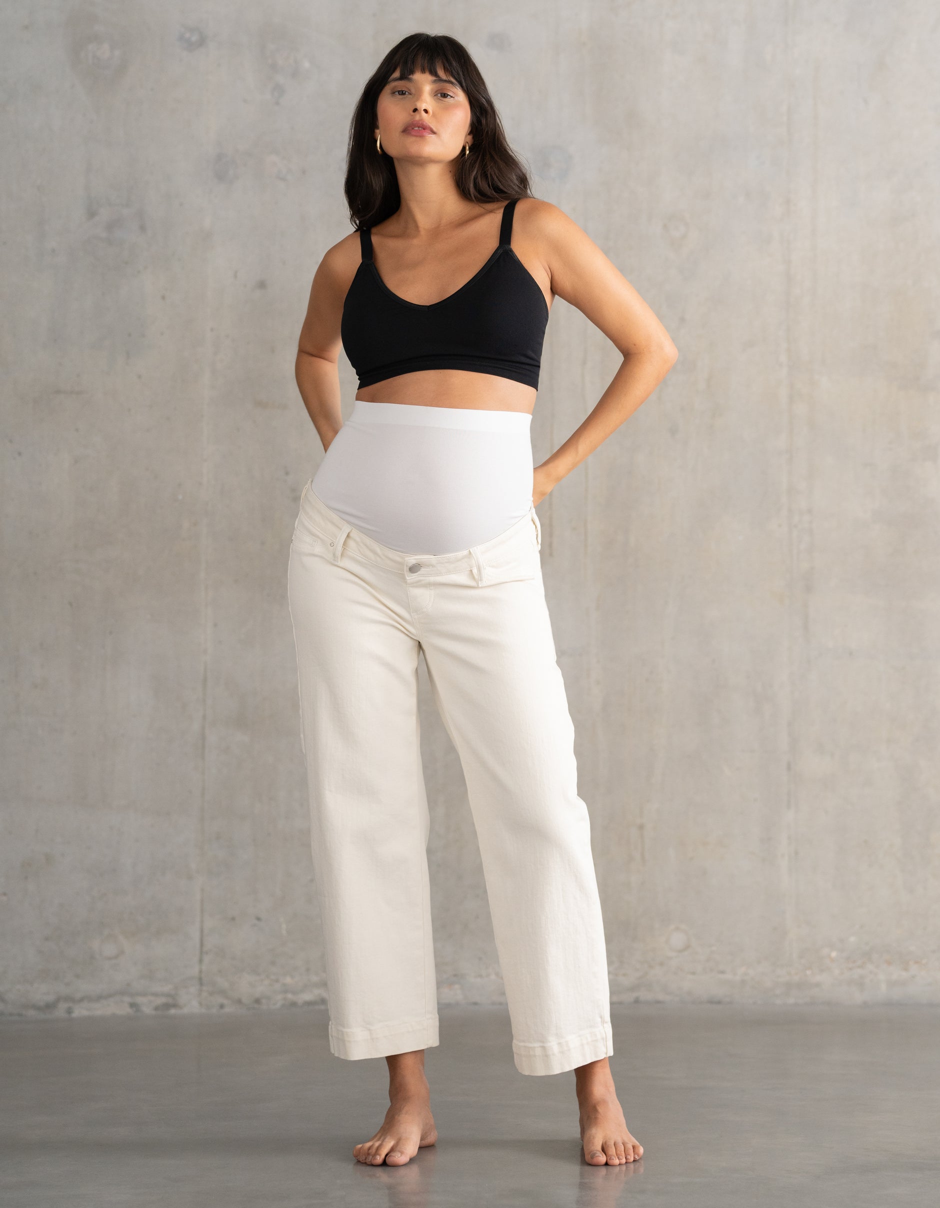 Organic Cropped Straight Wide-Leg Maternity Jeans