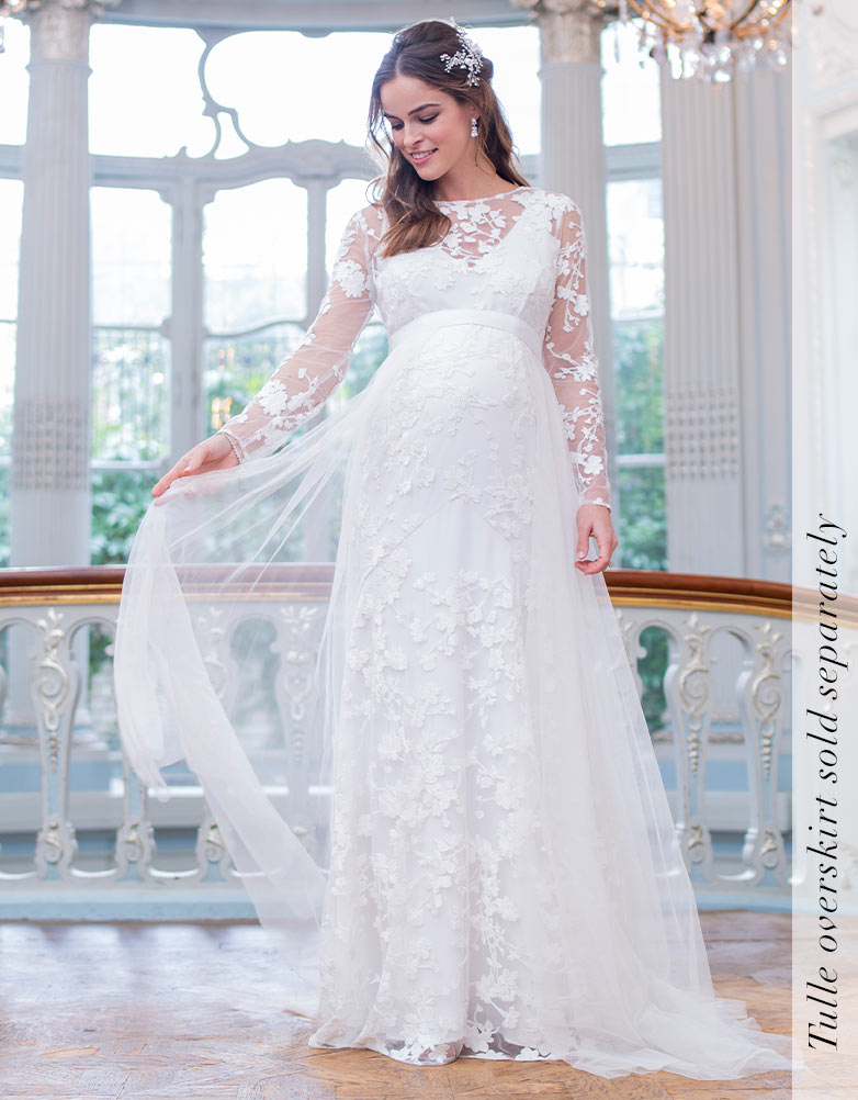 Long Sleeve Lace Maternity Wedding Dress