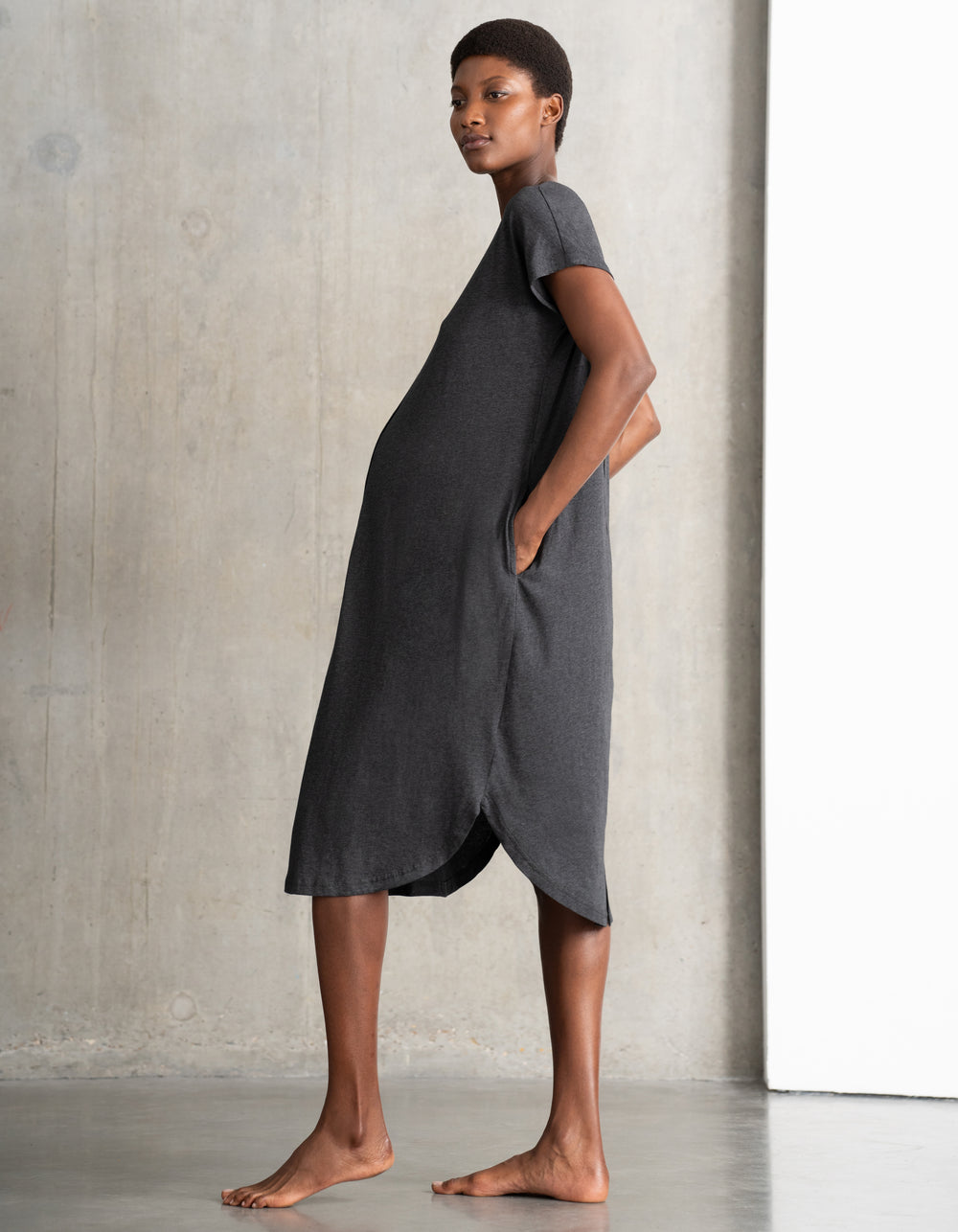 Chemise de nuit d'hôpital midi en coton biologique  – Gris
