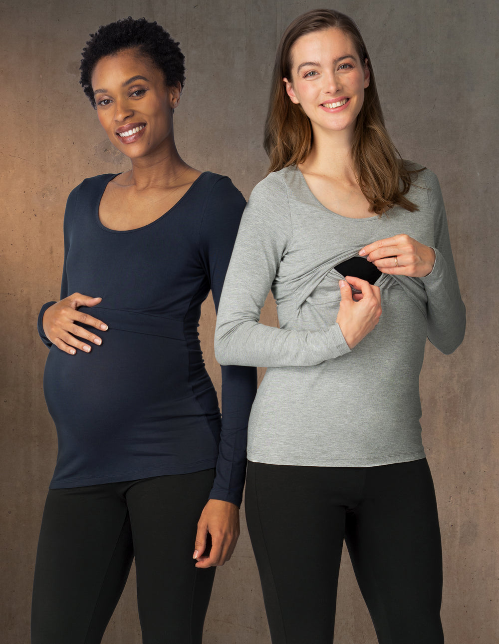Doppelpack Umstands- & Stilltops – Dunkelblau & Grau | Seraphine