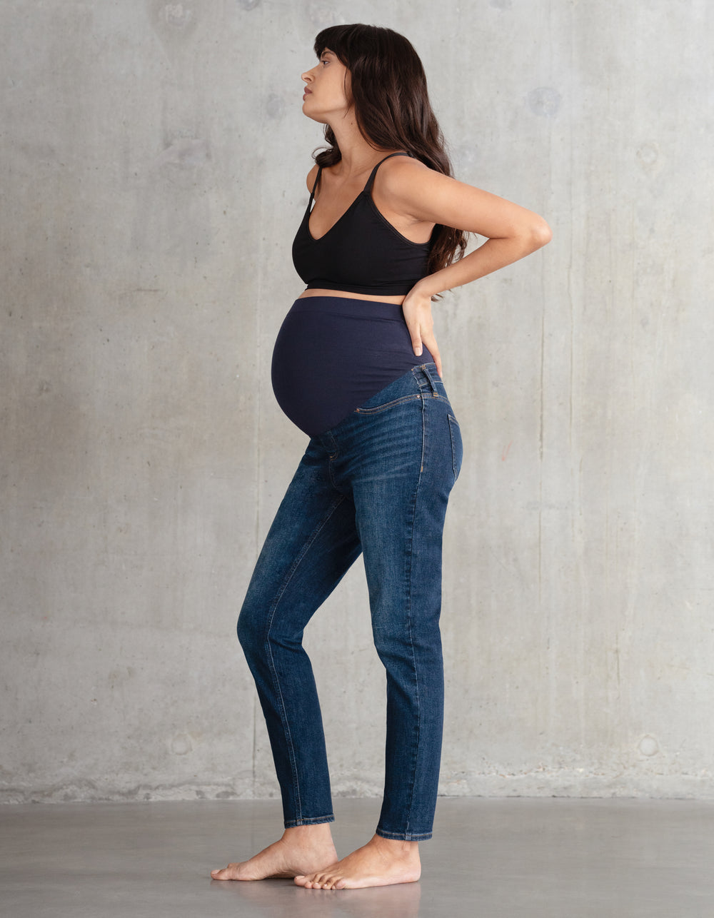 Jean de maternité skinny en coton bio indigo