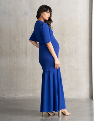 Shirred Maternity + Nursing Maxi Dress