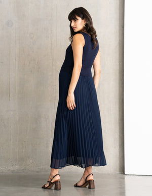 Ensemble haut de maternité et d'allaitement en tricot, accompagné d'une jupe plissée
