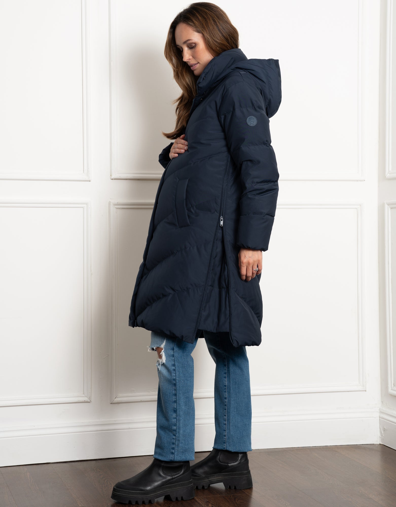 Manteau de grossesse rembourré en chevron