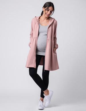 Robe à capuche 3 en 1 de grossesse et portage - Rose foncé