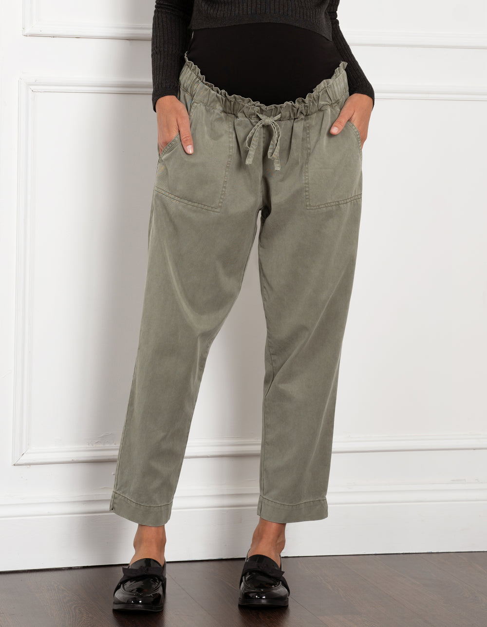 Woven Under Bump Maternity Jogger with Drawstring Waist