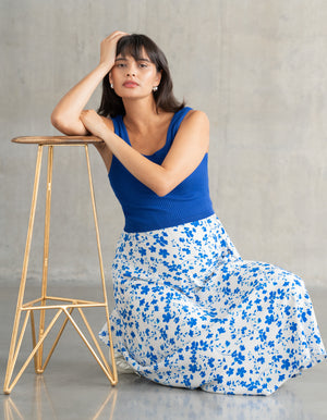 Knit Maternity + Nursing Top with Woven Skirt