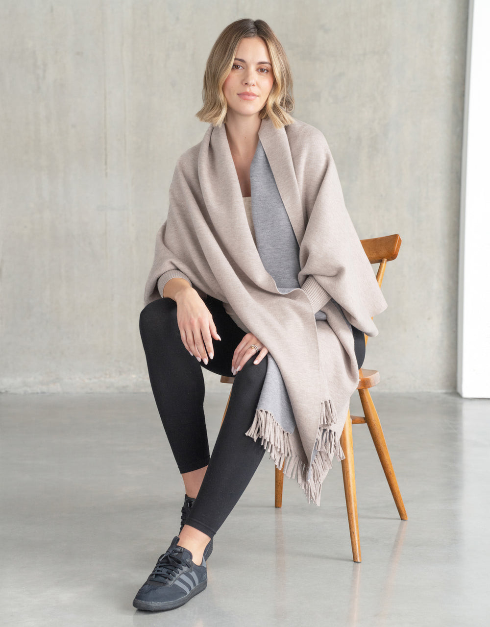 Two-Tone Luxury Maternity + Nursing Shawl Wrap