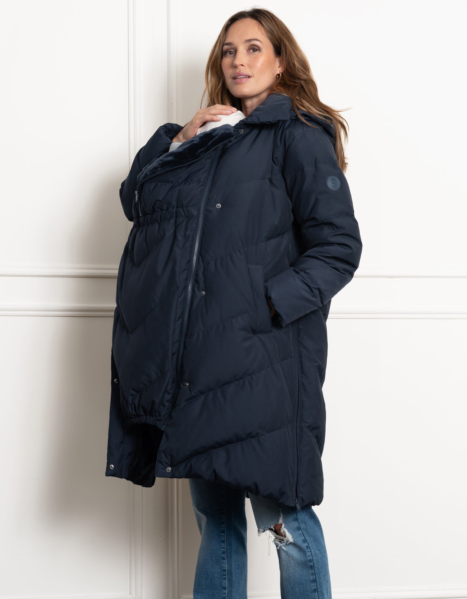 Manteau de grossesse rembourré en chevron