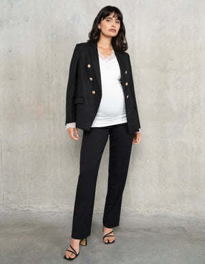 Blazer de grossesse et d’allaitement en tweed avec bordures dorées