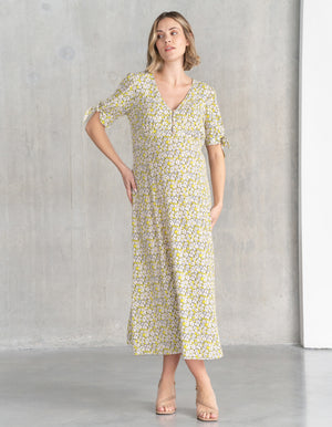Bow Sleeve Maternity Midi Dress