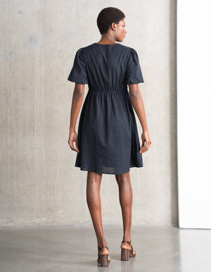 Striped Bow Detail Textured Maternity + Nursing Dress