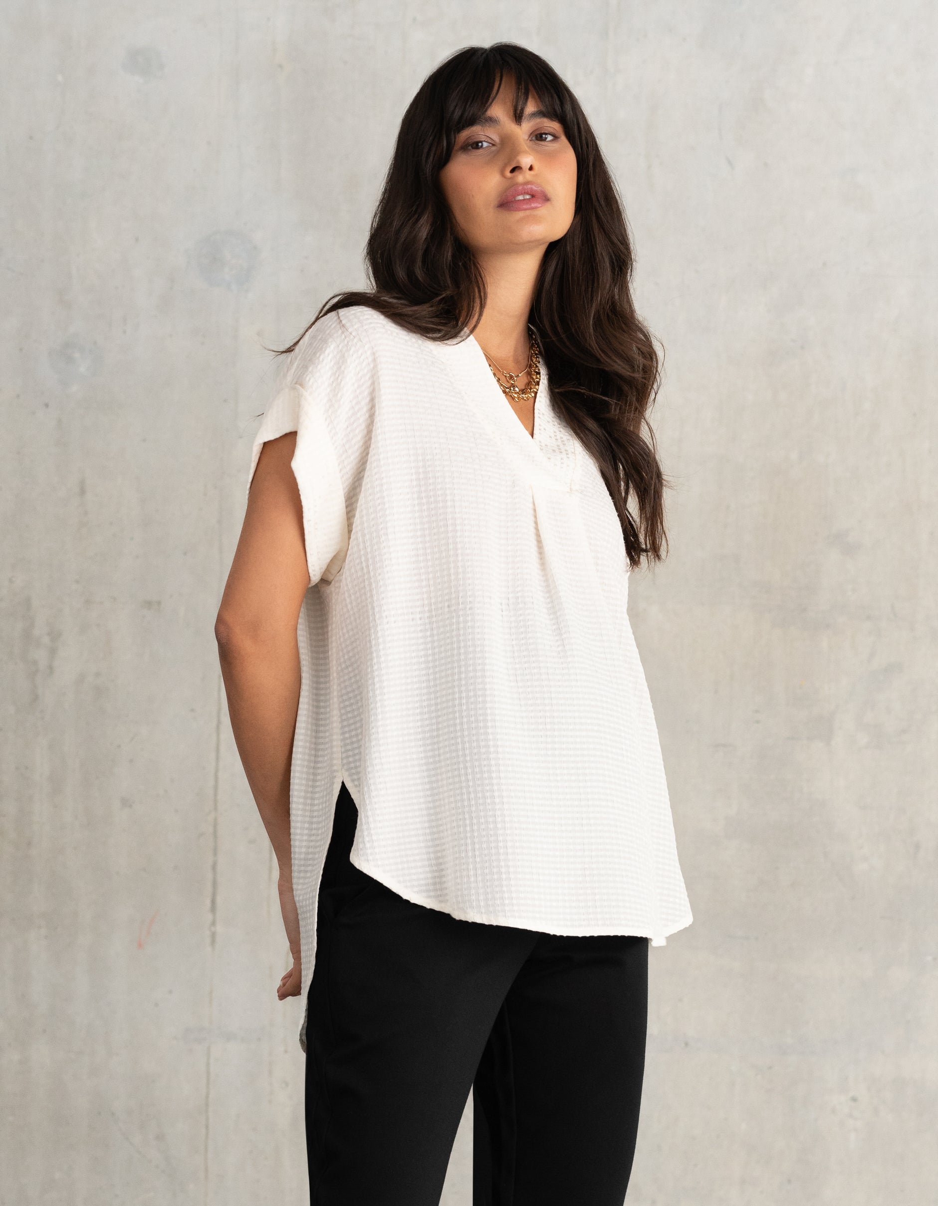 Cap Sleeve Textured Maternity Blouse